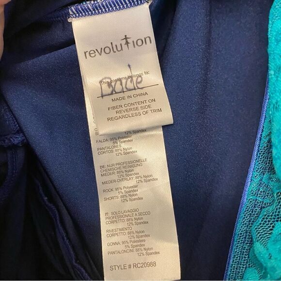 Revolution Dance Costume lyrical navy blue teal lace IN WAVES RC20988 LC - Picture 5 of 12